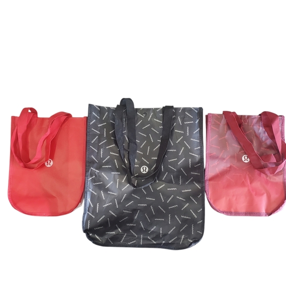 lululemon athletica Handbags - Lot of 3 Lululemon Reusable Bags Totes Red Black 1 Large 2 Small